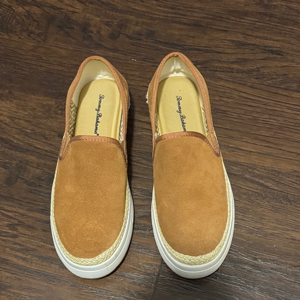 Tommy Bahama Tan Suede Slip-On Loafers